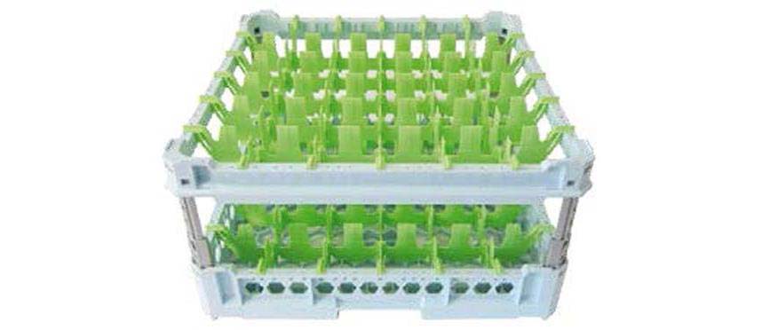 Cestelli per lavaggio: Cesta per bicchieri 36 scomparti verde kit3 6x6