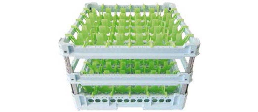 Cestelli per lavaggio: Cesta per bicchieri 36 scomparti verde kit4 6x6