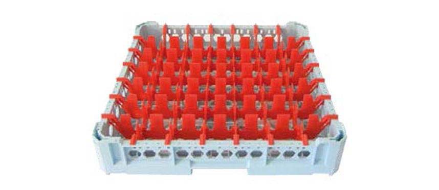 Cestelli per lavaggio: Cesta per bicchieri 49 scomparti rossa kit1 7x7