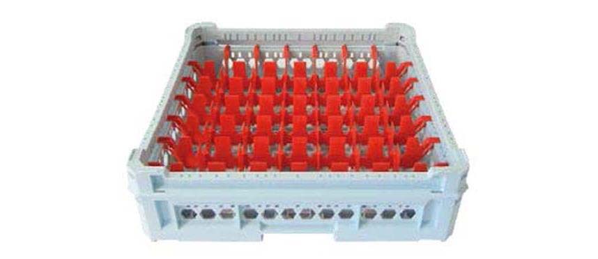 Cestelli per lavaggio: Cesta per bicchieri 49 scomparti rossa kit2 7x7