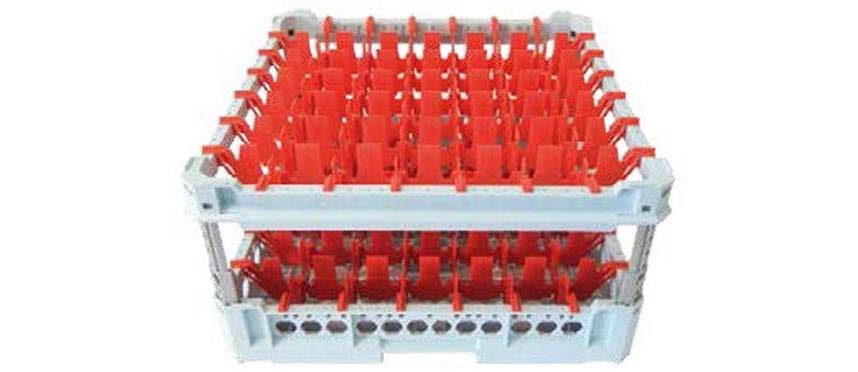 Cestelli per lavaggio: Cesta per bicchieri 49 scomparti rossa kit3 7x7