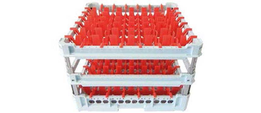 Cestelli per lavaggio: Cesta per bicchieri 49 scomparti rossa kit4 7x7