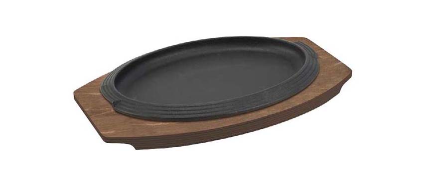 Vassoi di Presentazione Vari: Ilsa ghisa piatto ovale con vassoio legno cm 28x19