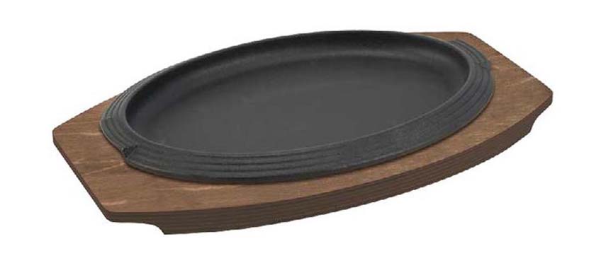 Vassoi di Presentazione Vari: Ilsa ghisa piatto ovale con vassoio legno cm 32x22
