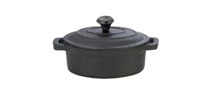 Vassoi di Presentazione Vari: Mini casseruola ovale ghisa con coperchio cm 12x8,5