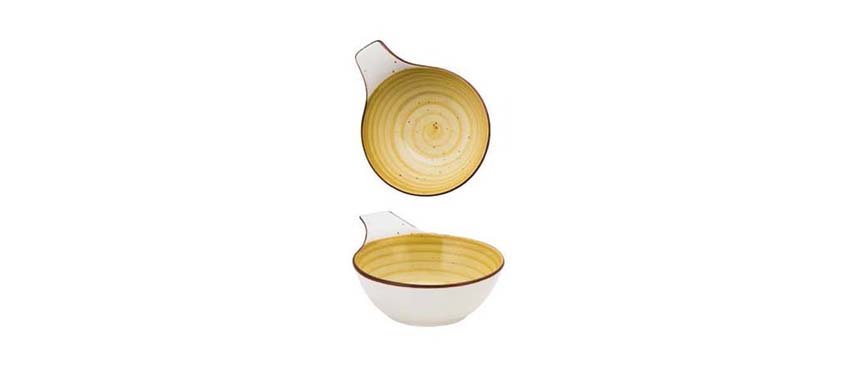 Coppette e Piattini Colorati: Coppetta con manico ocra cm 14,6x11,5 h5