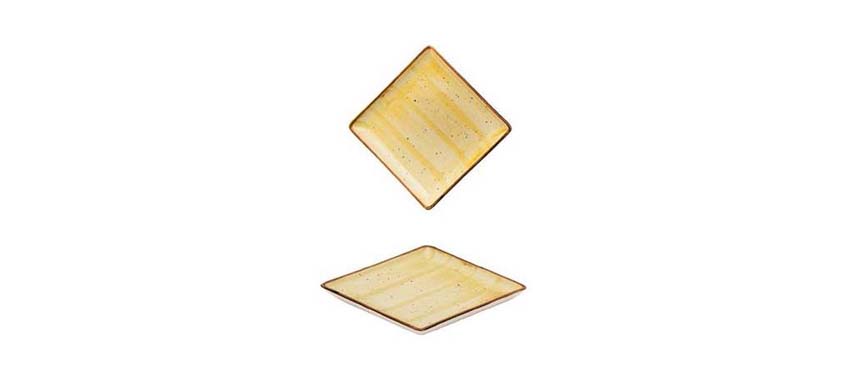 Coppette e Piattini Colorati: Piattino quadrato ocra cm 9,9x9,9 h1