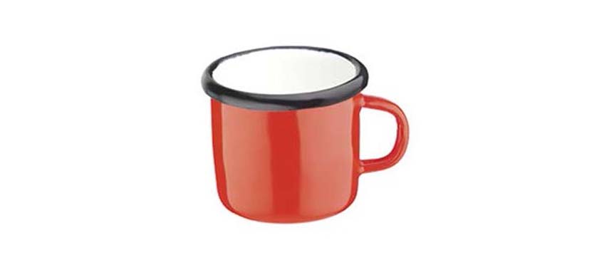 Stoviglie Acciaio Smaltato Vintage: Smalto rosso tazza caffè cl 8
